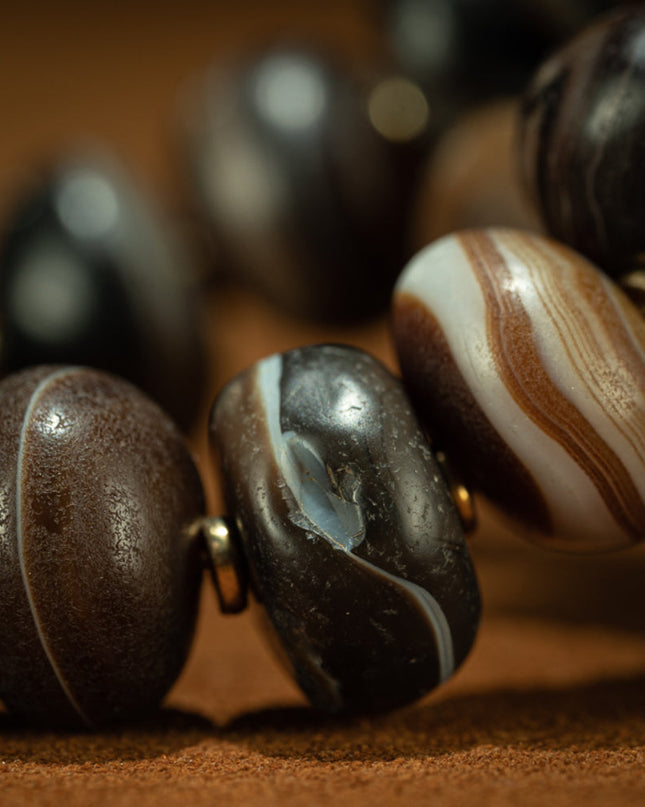 Healer’s Veins – Black & White Banded Agate Bracelet from the Himalayas