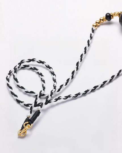 Lucky Protection Dzi Bead Necklace – Spiritual Energy with Gold-plated Details