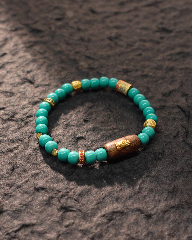 Prosperity & Healing Turquoise Bracelet with Buddha Charm