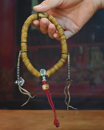 Qing Dynasty Antique Jade Mala Bracelet with 108 Beads