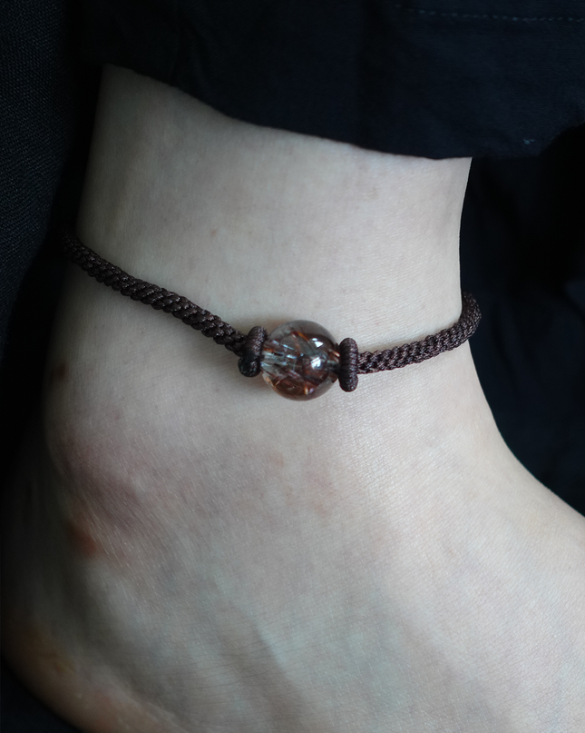 Handcrafted Copper Rutilated Quartz Anklet