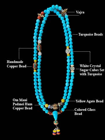 Robust Wealth Sturdy Turquoise 108 Mala Beads Necklace