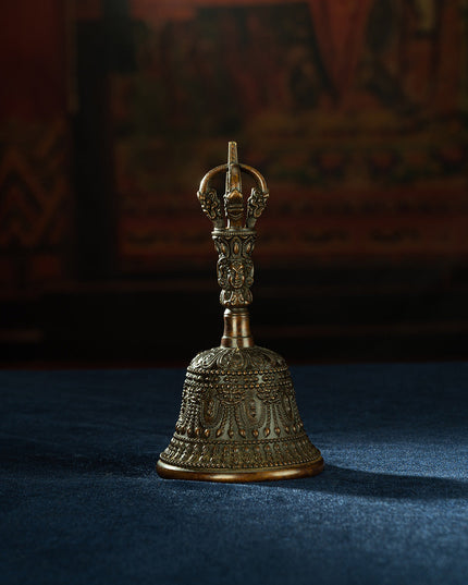 Qing Dynasty Five-Pronged Vajra Demon Subduing Bell Tibetan Dharma Weapon Copper Managing Tibet
