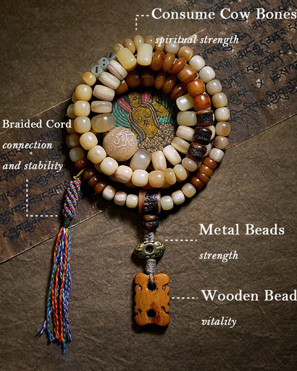 Abundance Yak Bone 108 Mala Beads Necklace