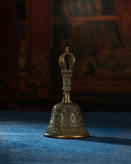 Qing Dynasty Five-Pronged Vajra Demon Subduing Bell Tibetan Dharma Weapon Copper Managing Tibet
