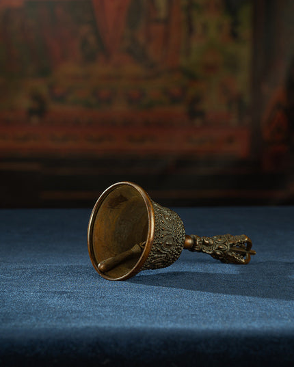 Qing Dynasty Five-Pronged Vajra Demon Subduing Bell Tibetan Dharma Weapon Copper Managing Tibet