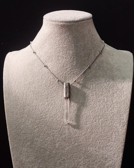 Eight Blessings from Tibet Spiritual Amulet Pendant in Sterling Silver & Crystal Quartz