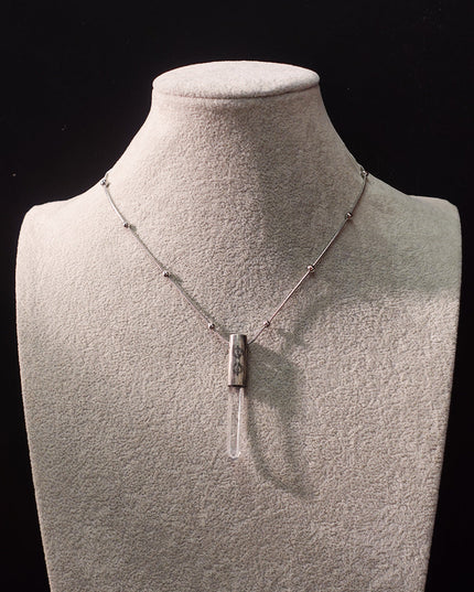 Eight Blessings from Tibet Spiritual Amulet Pendant in Sterling Silver & Crystal Quartz