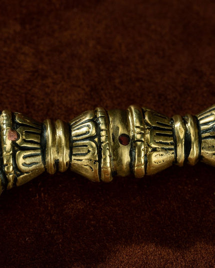 Qing Dynasty Trisula of Wrathful Vajra Yellow Copper Alloy Tibetan Ritual Item Antique