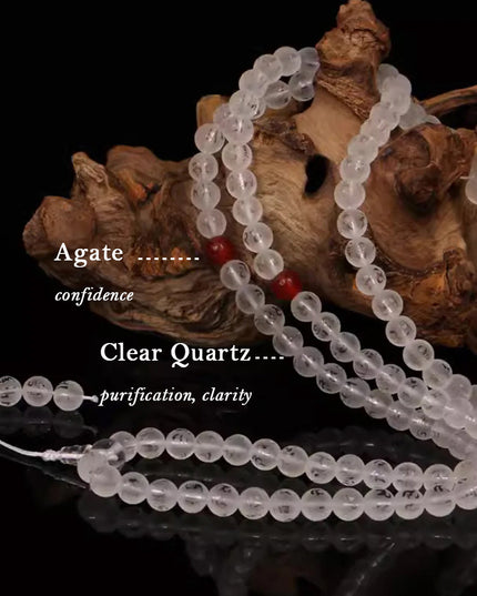 108 Mala Beads Clear Crystal Healing Necklace