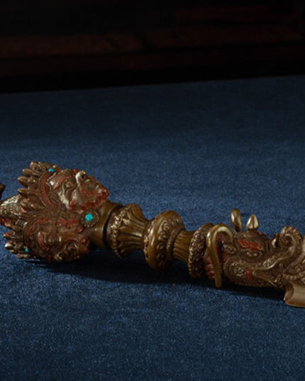 19th Century Puba King Kong Hayagriva Three-Sided Dharmapāla Tibetan Copper – Tashi Triling Ceremonial Artifact