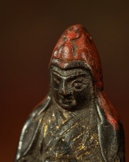 Qing Dynasty Tibetan Antique Statue Padmasambhava Round Sculpture Lima Copper Dzogchen Monastery