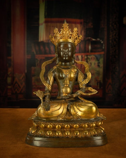 Qing Dynasty Tibetan Antique Statue Large Abundance Tara Tibetan Gilt Labrang Monastery