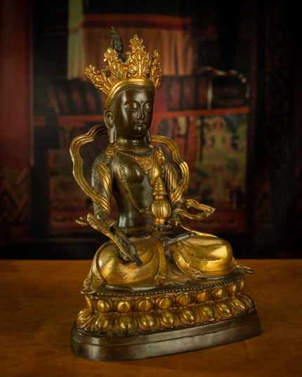Qing Dynasty Tibetan Antique Statue Large Abundance Tara Tibetan Gilt Labrang Monastery