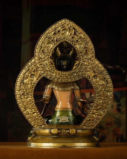 Qing Dynasty Tibetan Antique Statue Sitatapatra Original Mineral Paint Chamdo Qiangbalin Monastery