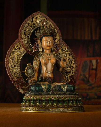Qing Dynasty Tibetan Antique Statue Sitatapatra Original Mineral Paint Chamdo Qiangbalin Monastery