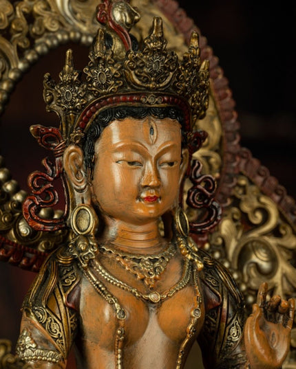 Qing Dynasty Tibetan Antique Statue Sitatapatra Original Mineral Paint Chamdo Qiangbalin Monastery