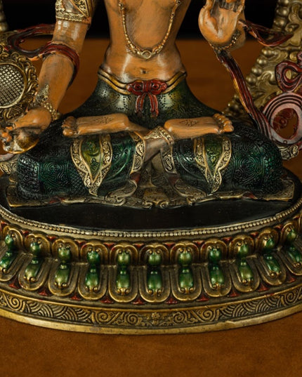 Qing Dynasty Tibetan Antique Statue Sitatapatra Original Mineral Paint Chamdo Qiangbalin Monastery