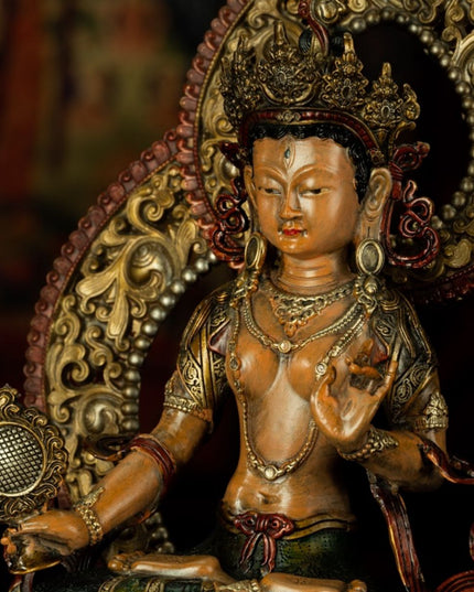 Qing Dynasty Tibetan Antique Statue Sitatapatra Original Mineral Paint Chamdo Qiangbalin Monastery