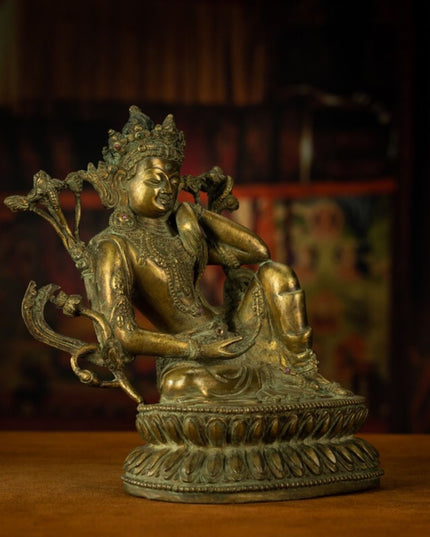 Qing Dynasty Tibetan Antique Statue Thinking Avalokiteshvara Lima Copper Gyirong Lakang Monastery