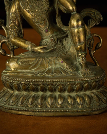 Qing Dynasty Tibetan Antique Statue Thinking Avalokiteshvara Lima Copper Gyirong Lakang Monastery