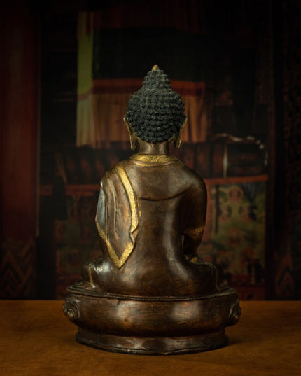 Qing Dynasty Tibetan Antique Statue Shakyamuni Buddha Copper Tibet
