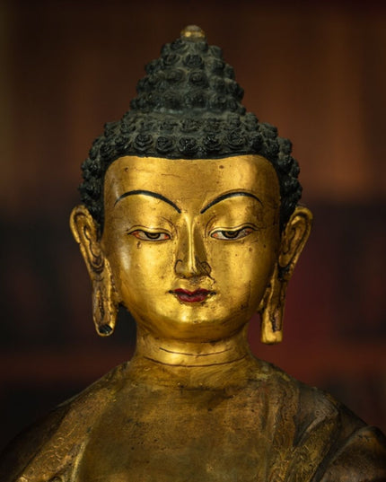 Qing Dynasty Tibetan Antique Statue Shakyamuni Buddha Copper Tibet