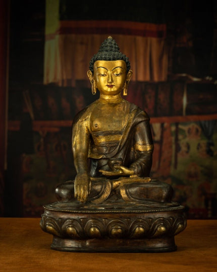 Qing Dynasty Tibetan Antique Statue Shakyamuni Buddha Copper Tibet