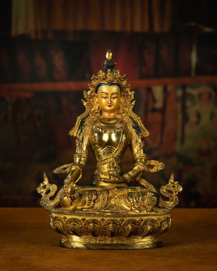 Qing Dynasty Tibetan Kṣitigarbha Copper Statue Abundance Offering from Nyingma Vajra Monastery Antique Collection