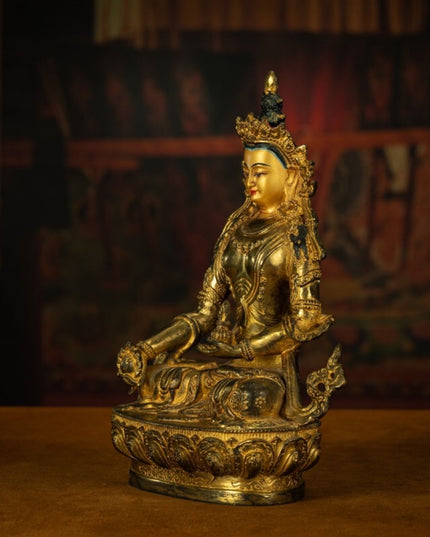 Qing Dynasty Tibetan Kṣitigarbha Copper Statue Abundance Offering from Nyingma Vajra Monastery Antique Collection