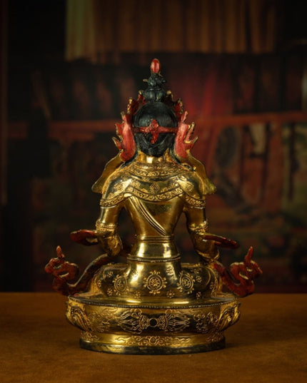 Qing Dynasty Tibetan Kṣitigarbha Copper Statue Abundance Offering from Nyingma Vajra Monastery Antique Collection