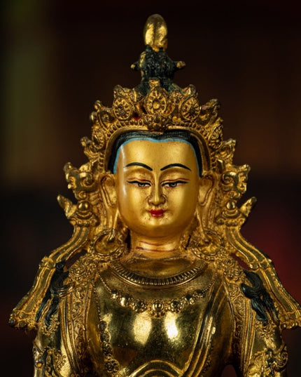 Qing Dynasty Tibetan Kṣitigarbha Copper Statue Abundance Offering from Nyingma Vajra Monastery Antique Collection