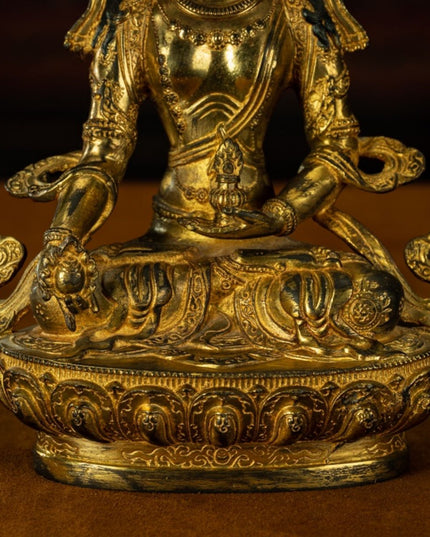 Qing Dynasty Tibetan Kṣitigarbha Copper Statue Abundance Offering from Nyingma Vajra Monastery Antique Collection