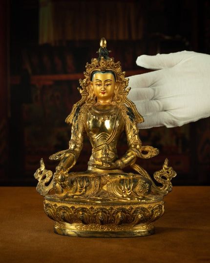 Qing Dynasty Tibetan Kṣitigarbha Copper Statue Abundance Offering from Nyingma Vajra Monastery Antique Collection