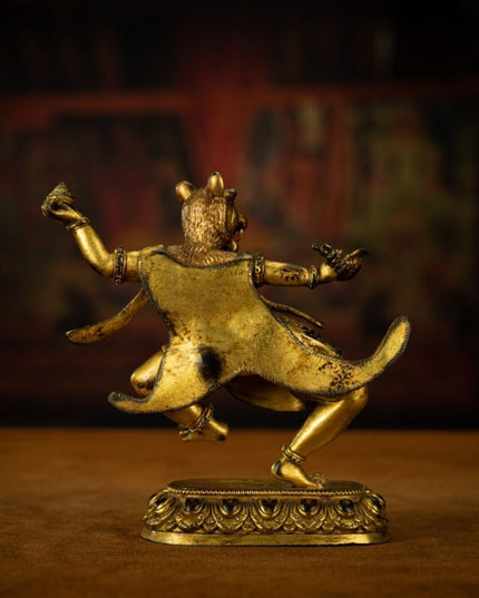 Qing Dynasty Tibetan Antique Statue Simhamukha Dakini Gilded Tibet