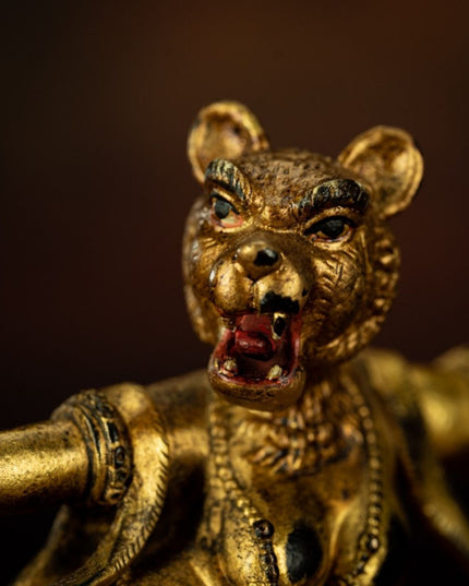 Qing Dynasty Tibetan Antique Statue Simhamukha Dakini Gilded Tibet