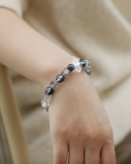 Protective Energy Black Quartz Green Phantom Quartz Bracelet