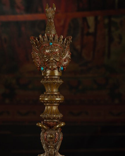 19th Century Puba King Kong Hayagriva Three-Sided Dharmapāla Tibetan Copper – Tashi Triling Ceremonial Artifact