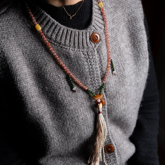 Ember Prayer Mala – South Red Agate 108 Bead Necklace-Bracelet for Spiritual Protection