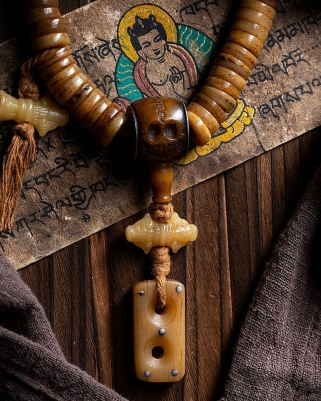 Guardian Yak Bone Protection 108 Mala Beads - Handcrafted Energy Talisman