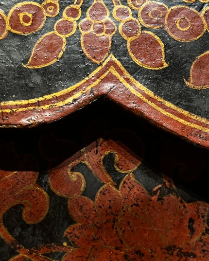 17th Century Painted Kirtimukha Tibetan Antique Storage Box Furniture from Central Tibet
