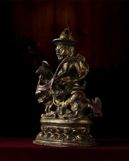 17th Century Vaiśravaṇa Tibetan Antique Buddha Statue Lima Gilt Copper From Chinese Esoteric Buddhism