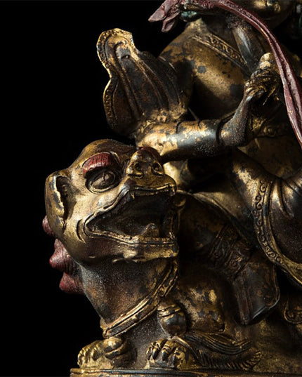 17th Century Vaiśravaṇa Tibetan Antique Buddha Statue Lima Gilt Copper From Chinese Esoteric Buddhism