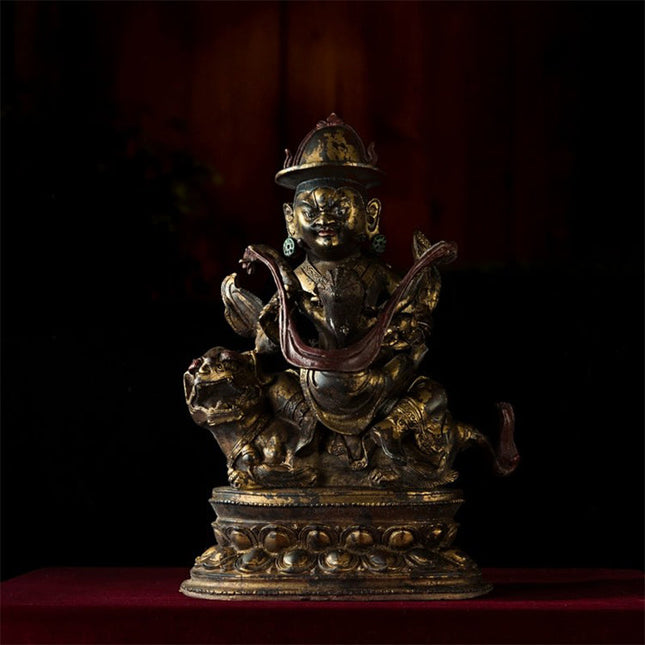 17th Century Vaiśravaṇa Tibetan Antique Buddha Statue Lima Gilt Copper From Chinese Esoteric Buddhism