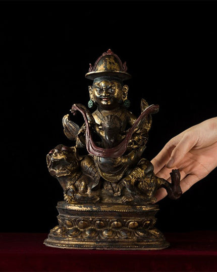 17th Century Vaiśravaṇa Tibetan Antique Buddha Statue Lima Gilt Copper From Chinese Esoteric Buddhism