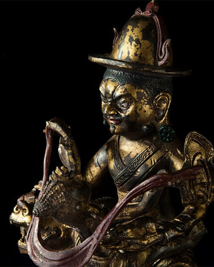 17th Century Vaiśravaṇa Tibetan Antique Buddha Statue Lima Gilt Copper From Chinese Esoteric Buddhism