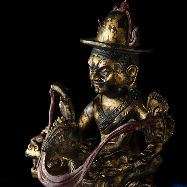 17th Century Vaiśravaṇa Tibetan Antique Buddha Statue Lima Gilt Copper From Chinese Esoteric Buddhism
