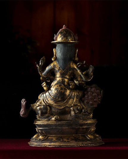 17th Century Vaiśravaṇa Tibetan Antique Buddha Statue Lima Gilt Copper From Chinese Esoteric Buddhism
