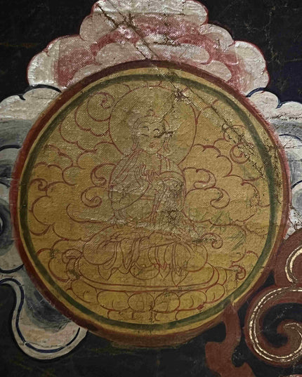 18th Century Acalanātha Hand Painting Thangka Cotton Fabric Mineral Pigments