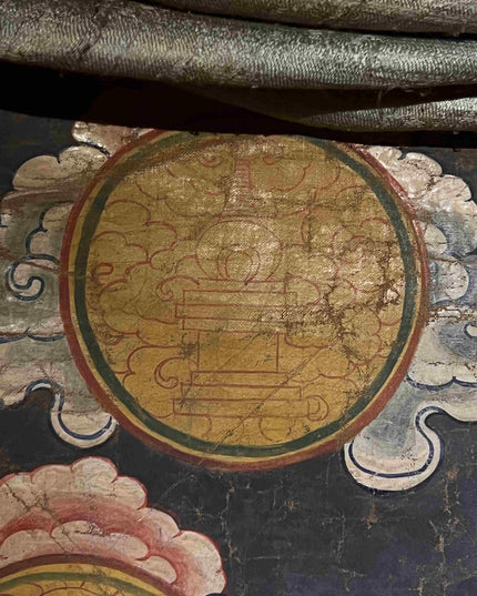 18th Century Acalanātha Hand Painting Thangka Cotton Fabric Mineral Pigments